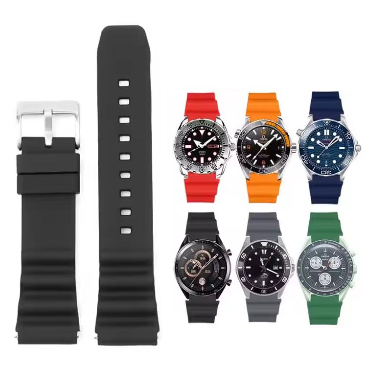 20mm xDfind Silver Buckle Silicone Watch Band