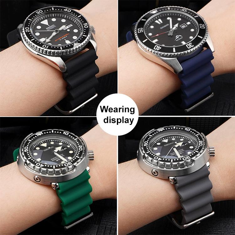 20mm xDfind Silver Buckle Silicone Watch Band