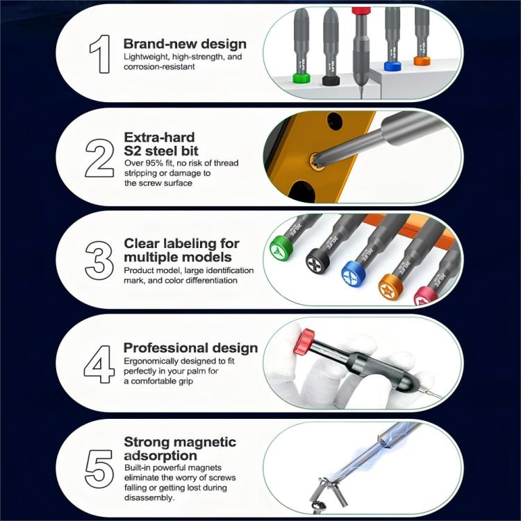 RELIFE RL-717 Rocket-Head Screwdrivers for Disassembling and Repairing  - 5 in 1 Set