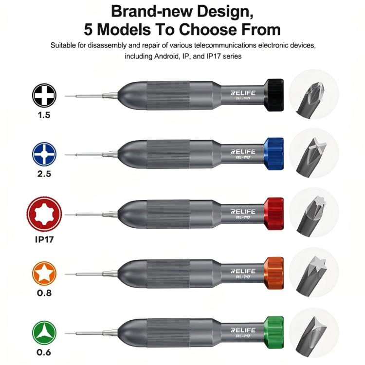 RELIFE RL-717 Rocket-Head Screwdrivers for Disassembling and Repairing  - 5 in 1 Set
