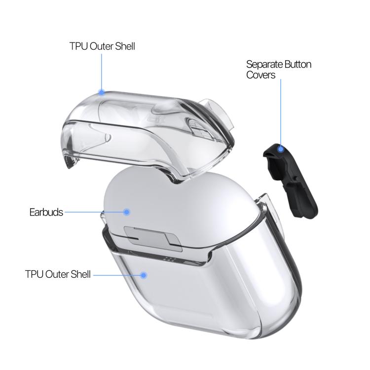 For AirPods Pro 3 DUX DUCIS PECL Series Split Transparent Earphone Case with Hook