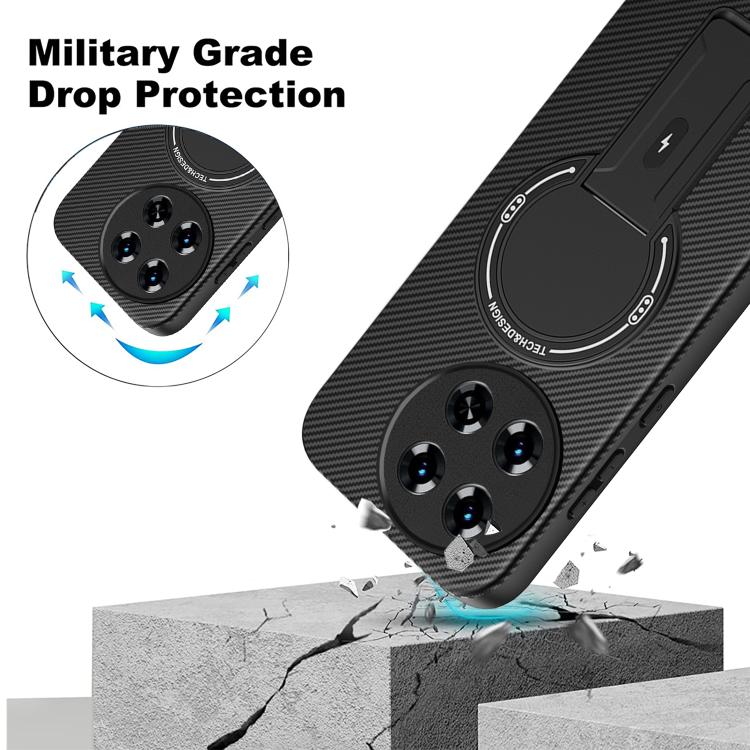 For Tecno Spark 30 Pro 4G Carbon Fiber Texture MagSafe Phone Case with Holder