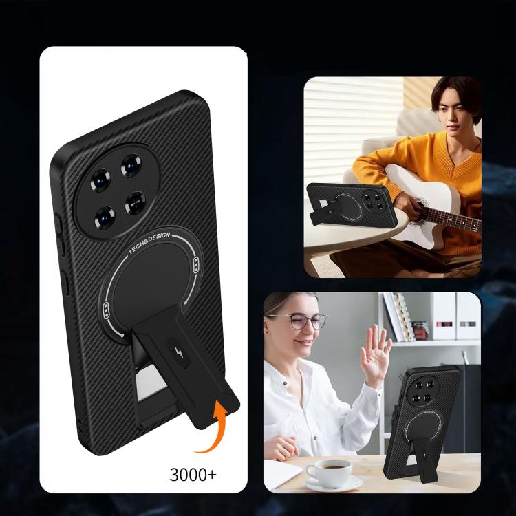 For Tecno Spark 30 Pro 4G Carbon Fiber Texture MagSafe Phone Case with Holder