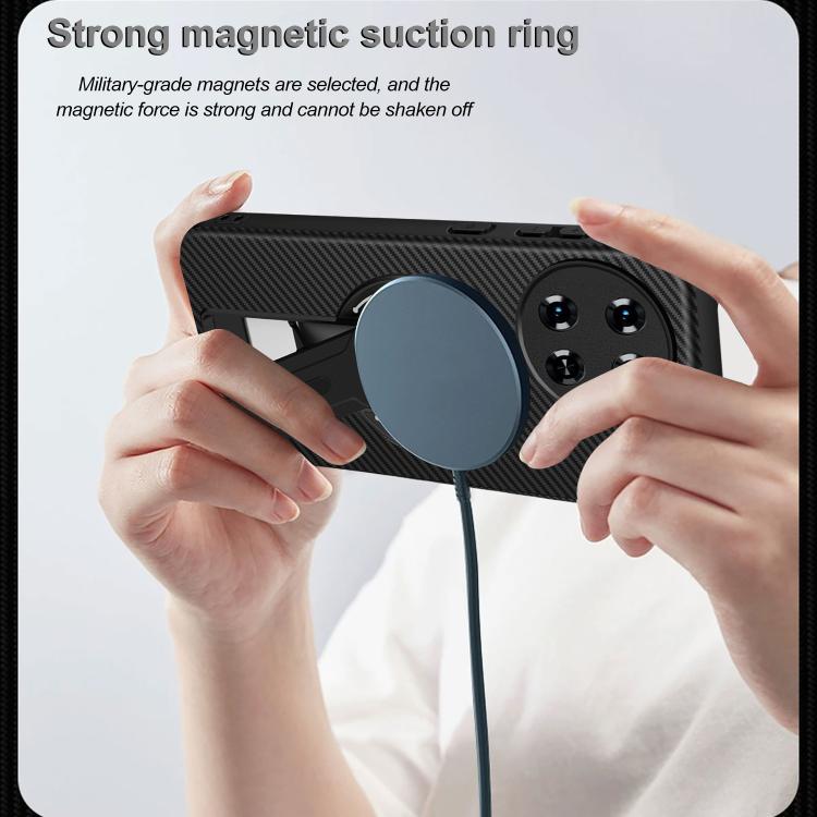 For Tecno Spark 30 Pro 4G Carbon Fiber Texture MagSafe Phone Case with Holder