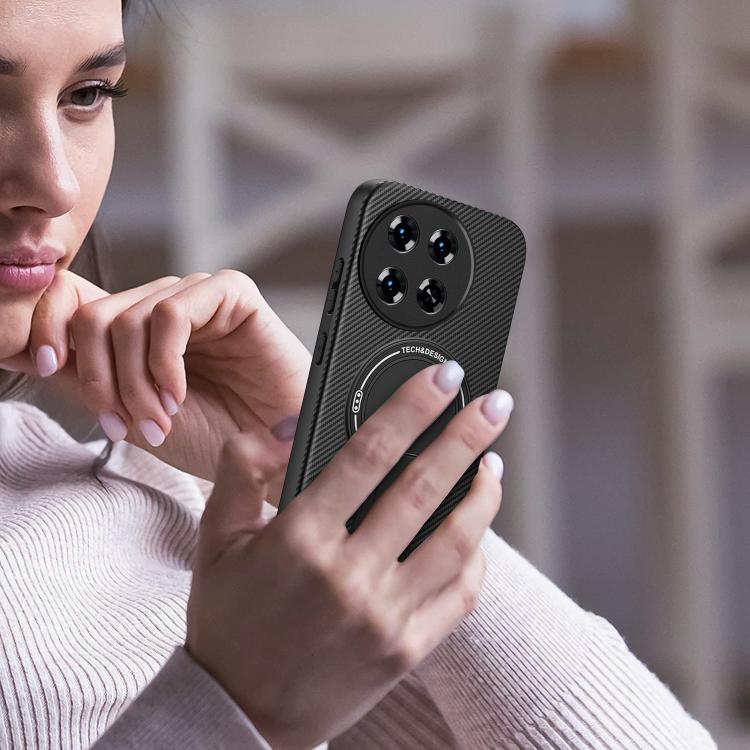 For Tecno Spark 30 Pro 4G Carbon Fiber Texture MagSafe Phone Case with Holder