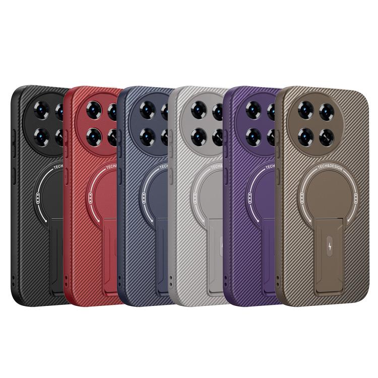 For Tecno Spark 30 Pro 4G Carbon Fiber Texture MagSafe Phone Case with Holder
