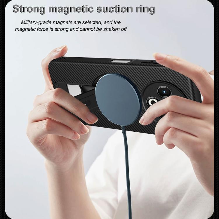 For Tecno Spark 30 4G Carbon Fiber Texture MagSafe Phone Case with Holder