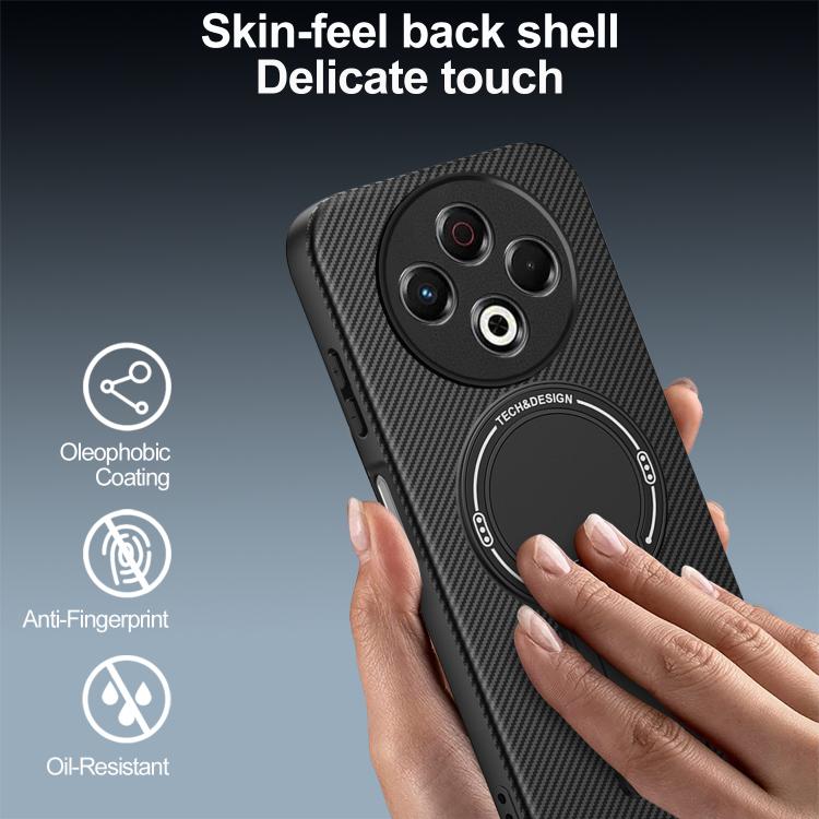 For Tecno Spark 30 4G Carbon Fiber Texture MagSafe Phone Case with Holder