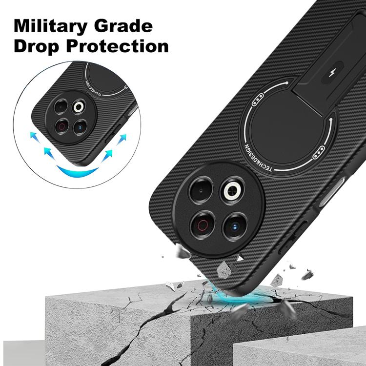 For Tecno Spark 30 4G Carbon Fiber Texture MagSafe Phone Case with Holder