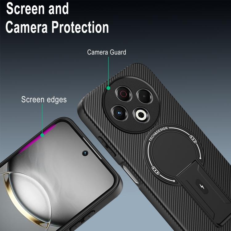 For Tecno Spark 30 4G Carbon Fiber Texture MagSafe Phone Case with Holder