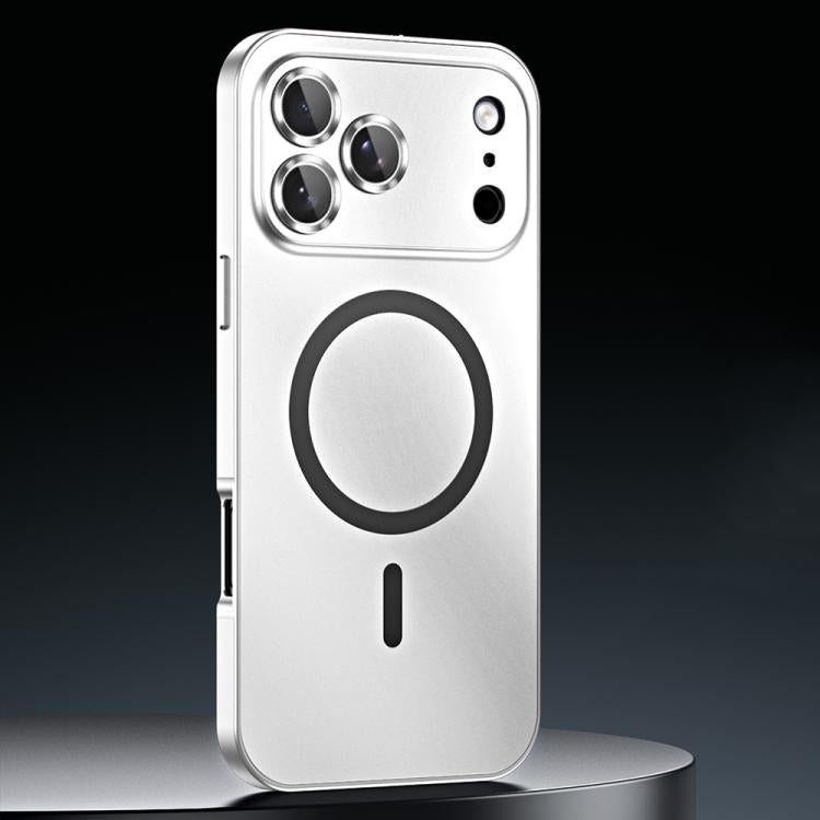 For iPhone 17 Pro Max Spring Buckle MagSafe Magnetic Metal Phone Case