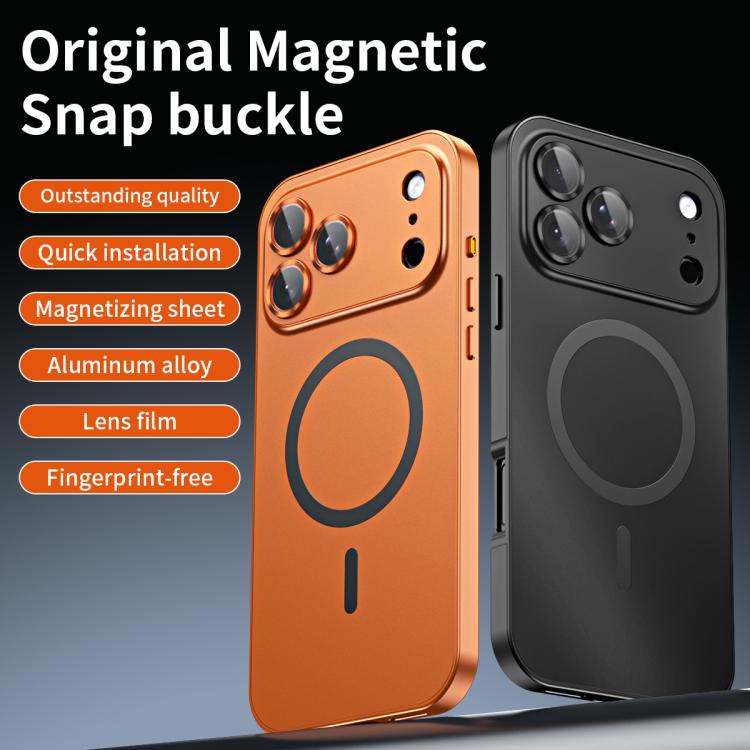 For iPhone 17 Pro Spring Buckle MagSafe Magnetic Metal Phone Case