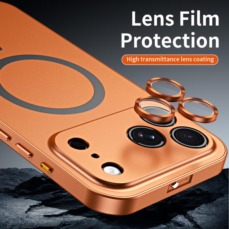 For iPhone 17 Pro Spring Buckle MagSafe Magnetic Metal Phone Case