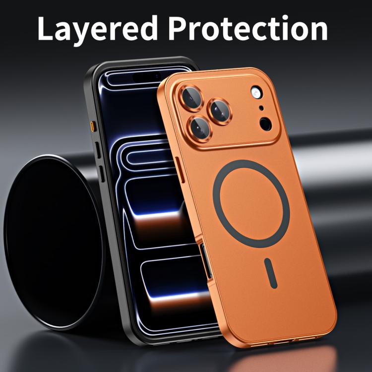 For iPhone 17 Spring Buckle MagSafe Magnetic Metal Phone Case