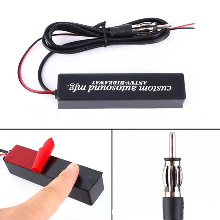 12V Car Universal Hidden AM / FM Radio Amplified Antenna - Black