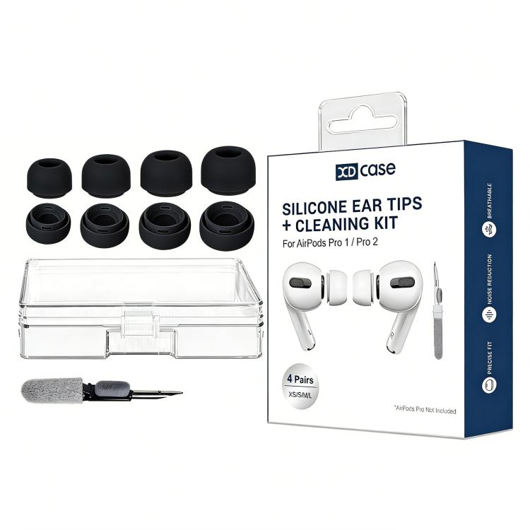 For AirPods Pro 2 / 1 XDcase 4 Pairs Silicone Earplugs with Pressure Relief Holes L / M / S / XS Size, Cleaning Brush Color Random