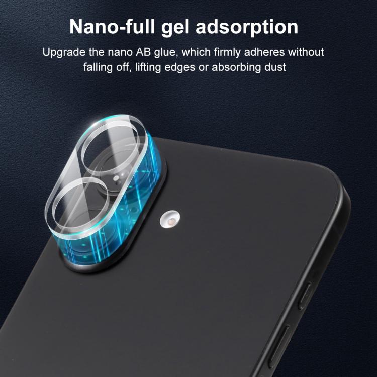 For iPhone 16 / 16 Plus XDcase Transparent Integrated Tempered Glass Camera Film