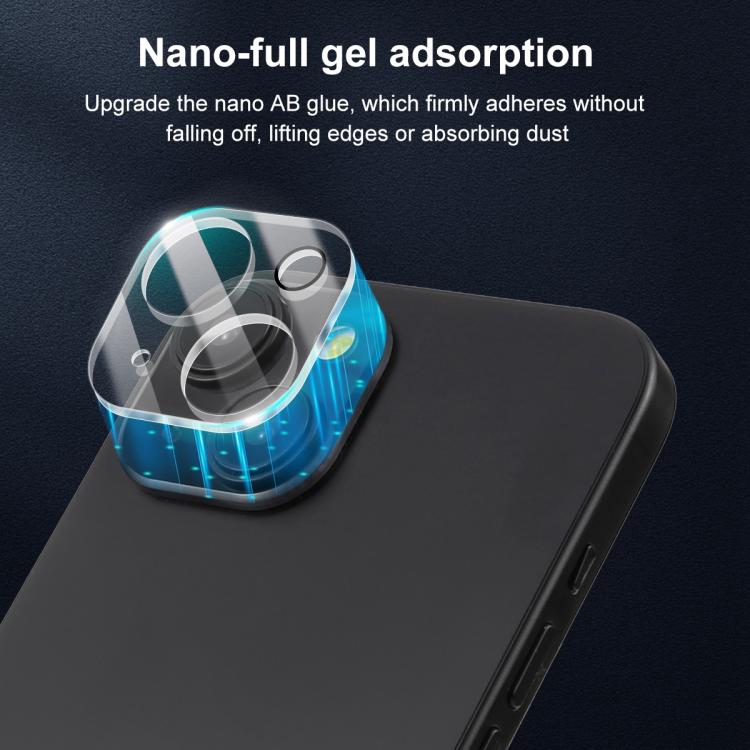 For iPhone 15 / 15 Plus XDcase Transparent Integrated Tempered Glass Camera Film