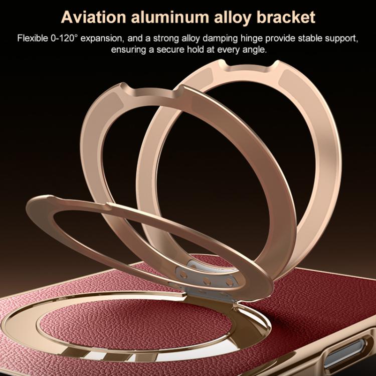 For iPhone 17 Plain Leather MagSafe Holder Phone Case
