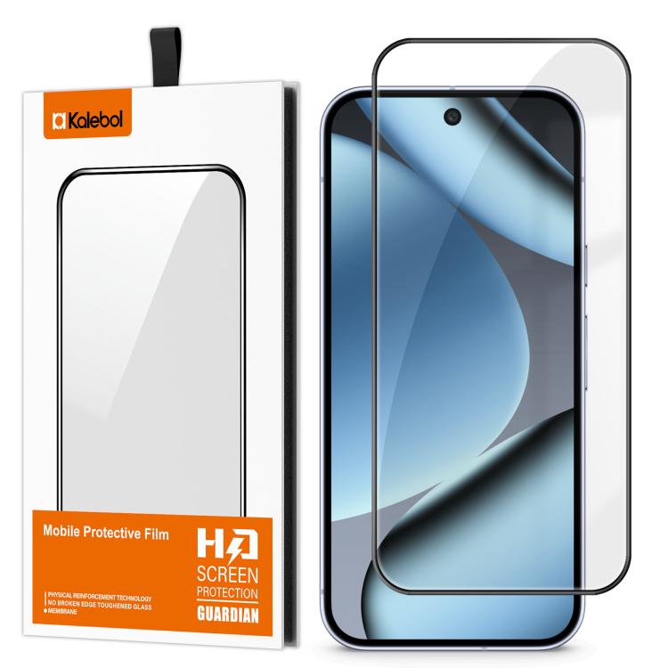 For Google Pixel 10 Pro Kalebol High-Aluminum Screen-Printed Full-Coverage Anti-Fingerprint Black-Bordered HD Tempered Glass Film