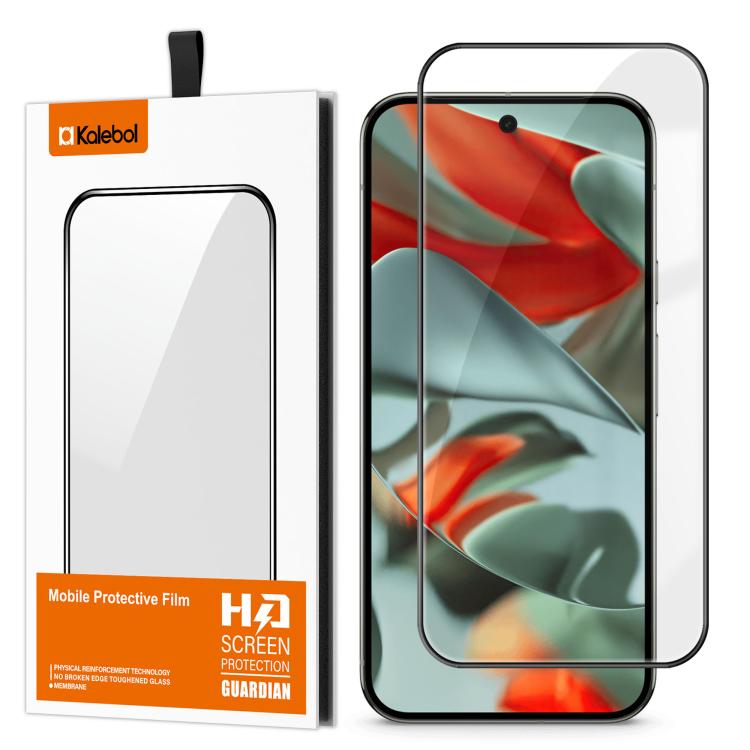 For Google Pixel 9 Pro XL Kalebol High-Aluminum Screen-Printed Full-Coverage Anti-Fingerprint Black-Bordered HD Tempered Glass Film