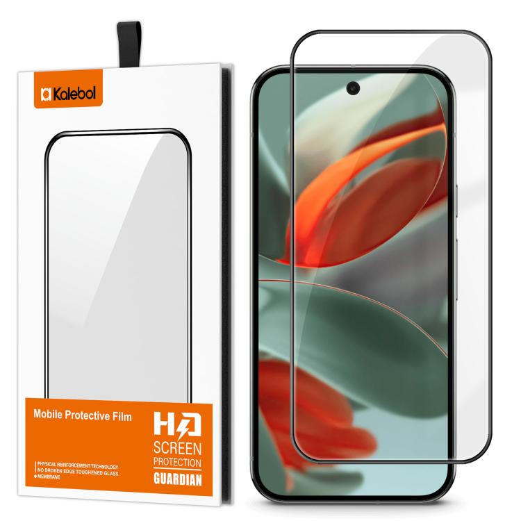 For Google Pixel 9 Pro Kalebol High-Aluminum Screen-Printed Full-Coverage Anti-Fingerprint Black-Bordered HD Tempered Glass Film