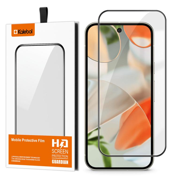 For Google Pixel 9 Kalebol High-Aluminum Screen-Printed Full-Coverage Anti-Fingerprint Black-Bordered HD Tempered Glass Film