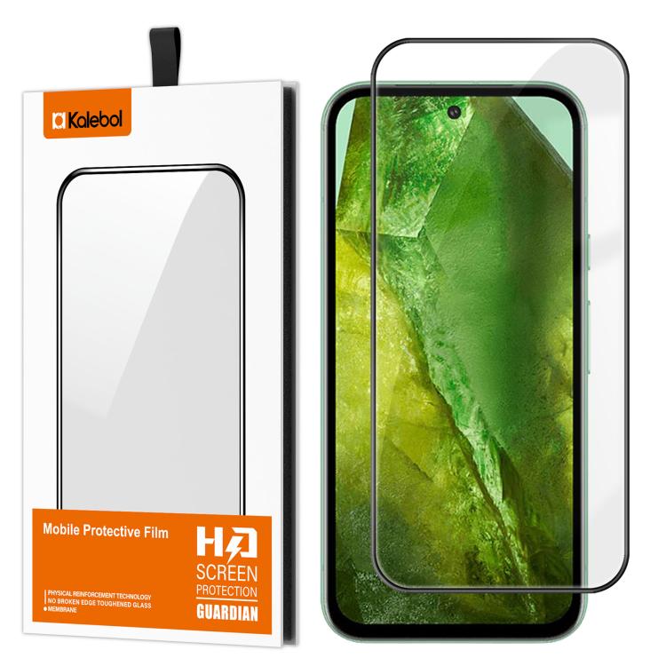 For Google Pixel 8a Kalebol High-Aluminum Screen-Printed Full-Coverage Anti-Fingerprint Black-Bordered HD Tempered Glass Film