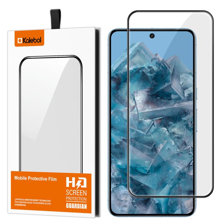 For Google Pixel 8 Pro Kalebol High-Aluminum Screen-Printed Full-Coverage Anti-Fingerprint Black-Bordered HD Tempered Glass Film
