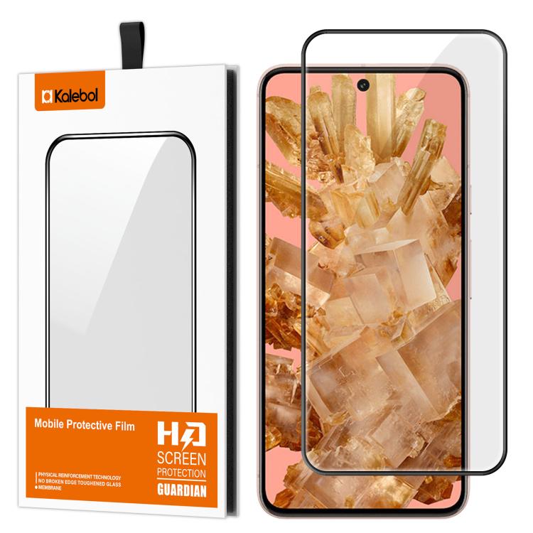 For Google Pixel 8 Kalebol High-Aluminum Screen-Printed Full-Coverage Anti-Fingerprint Black-Bordered HD Tempered Glass Film