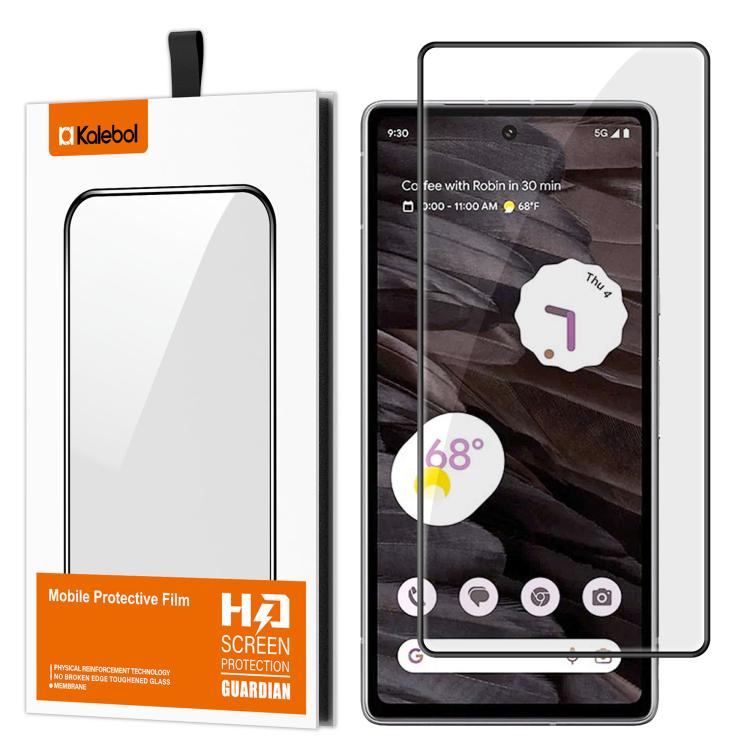 For Google Pixel 7a Kalebol High-Aluminum Screen-Printed Full-Coverage Anti-Fingerprint Black-Bordered HD Tempered Glass Film