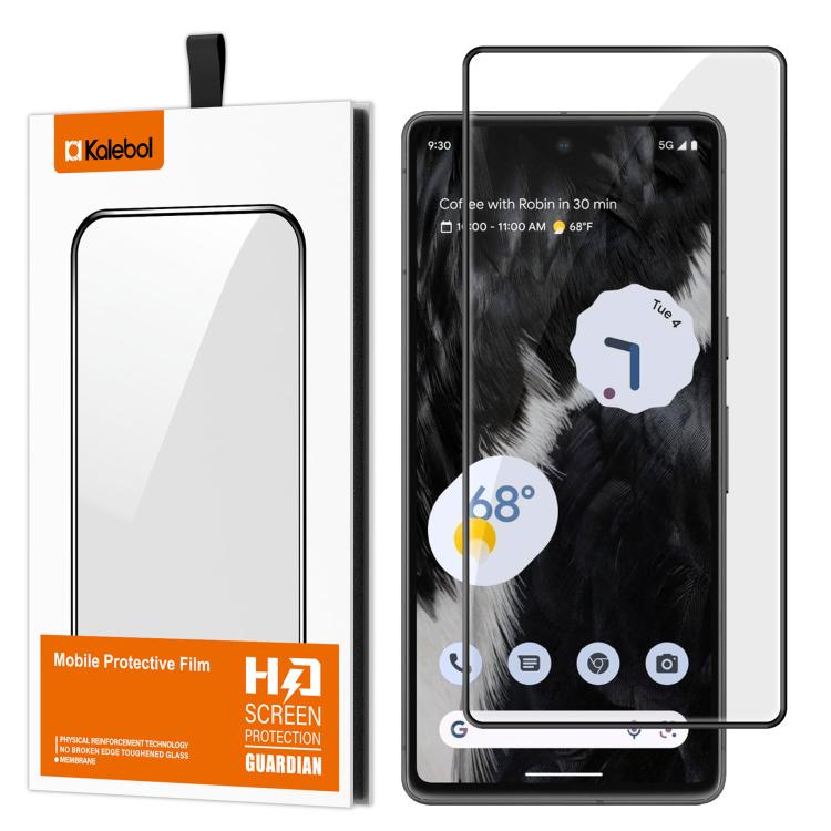 For Google Pixel 7 Kalebol High-Aluminum Screen-Printed Full-Coverage Anti-Fingerprint Black-Bordered HD Tempered Glass Film