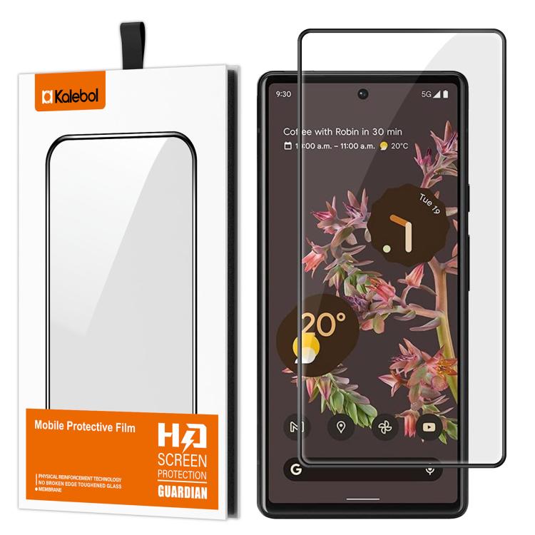 For Google Pixel 6 Kalebol High-Aluminum Screen-Printed Full-Coverage Anti-Fingerprint Black-Bordered HD Tempered Glass Film