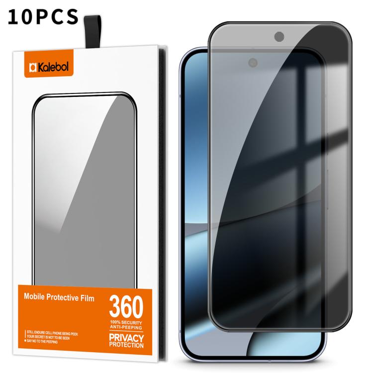For Google Pixel 10 Pro XL 10pcs Kalebol High-Aluminum Screen-Printed Full-Coverage Black-Border Privacy Tempered Glass Film