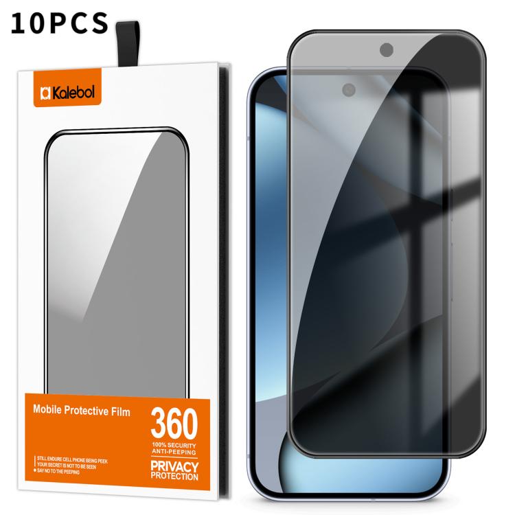 For Google Pixel 10 Pro 10pcs Kalebol High-Aluminum Screen-Printed Full-Coverage Black-Border Privacy Tempered Glass Film