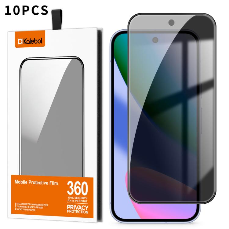 For Google Pixel 10 10pcs Kalebol High-Aluminum Screen-Printed Full-Coverage Black-Border Privacy Tempered Glass Film