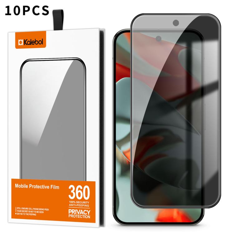 For Google Pixel 9 Pro XL 10pcs Kalebol High-Aluminum Screen-Printed Full-Coverage Black-Border Privacy Tempered Glass Film