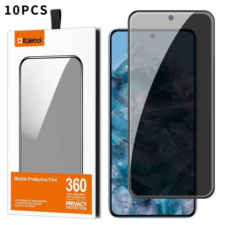 For Google Pixel 8 Pro 10pcs Kalebol High-Aluminum Screen-Printed Full-Coverage Black-Border Privacy Tempered Glass Film