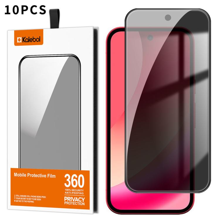 For Google Pixel 10a 10pcs Kalebol High-Aluminum Screen-Printed Full-Coverage Black-Border Privacy Tempered Glass Film