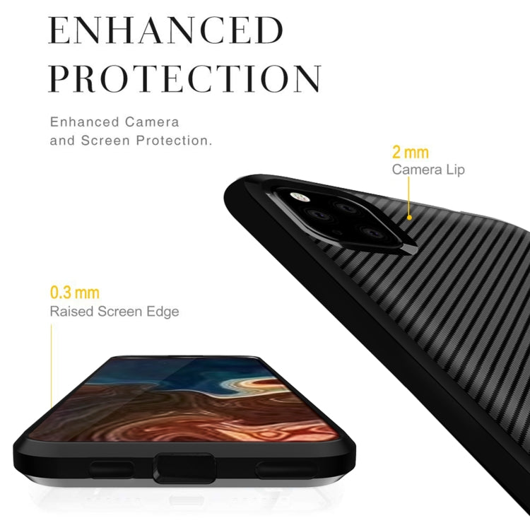 For iPhone 12 Pro Max Carbon Fiber Texture Shockproof TPU Protective Case