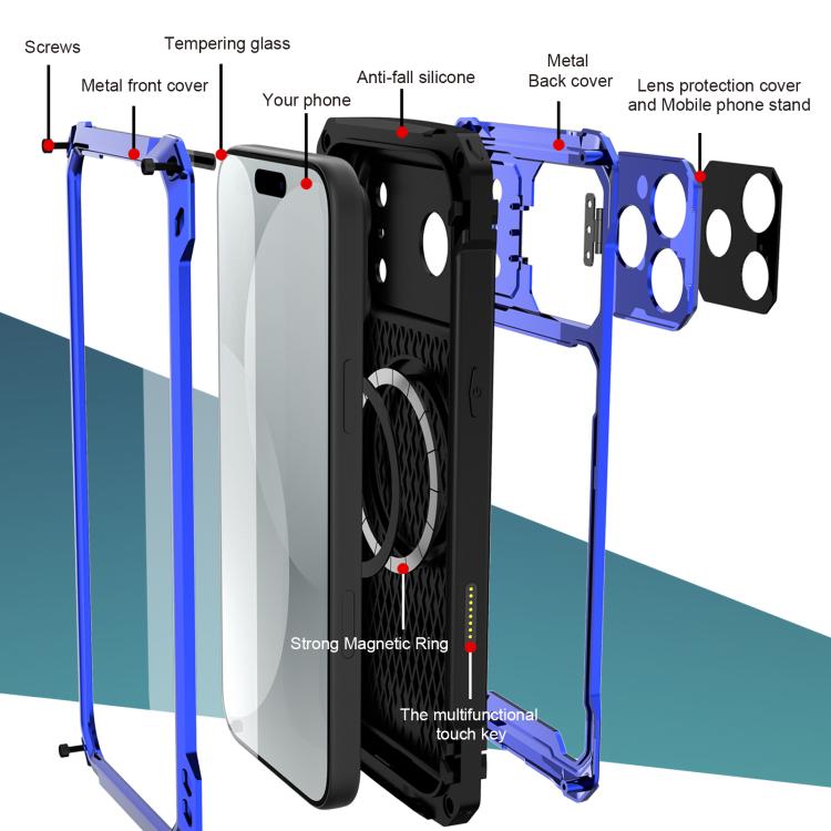 For iPhone 17 Pro Max Lens Holder Metal IP54 Life Waterproof Three-proof MagSafe Phone Case