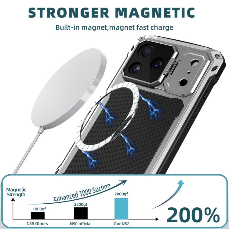 For iPhone 17 Pro Max Lens Holder Metal IP54 Life Waterproof Three-proof MagSafe Phone Case