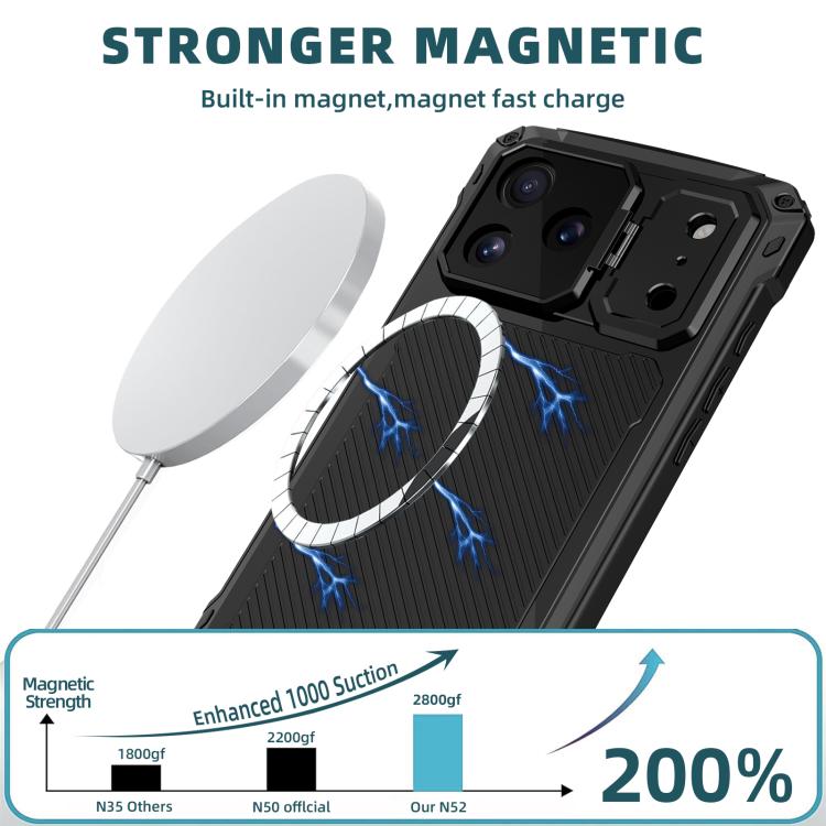 For iPhone 17 Pro Lens Holder Metal IP54 Life Waterproof Three-proof MagSafe Phone Case