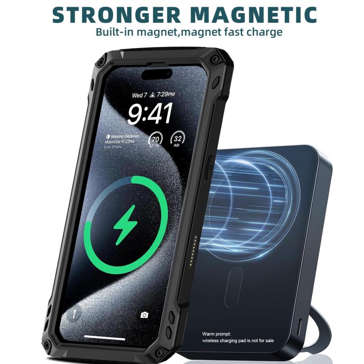 For iPhone 17 Lens Holder Metal IP54 Life Waterproof Three-proof MagSafe Phone Case