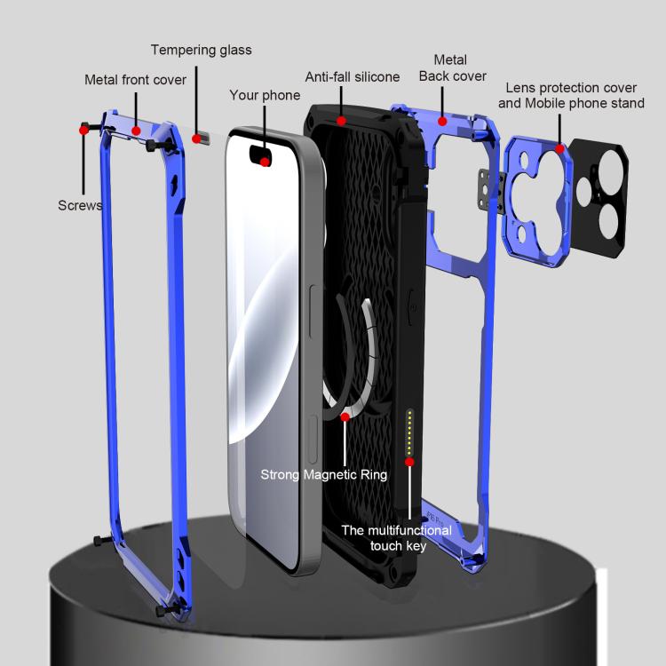 For iPhone 17 Lens Holder Metal IP54 Life Waterproof Three-proof MagSafe Phone Case