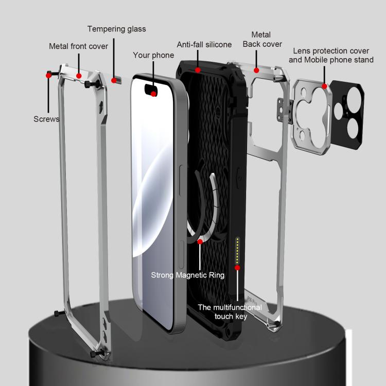 For iPhone 17 Lens Holder Metal IP54 Life Waterproof Three-proof MagSafe Phone Case
