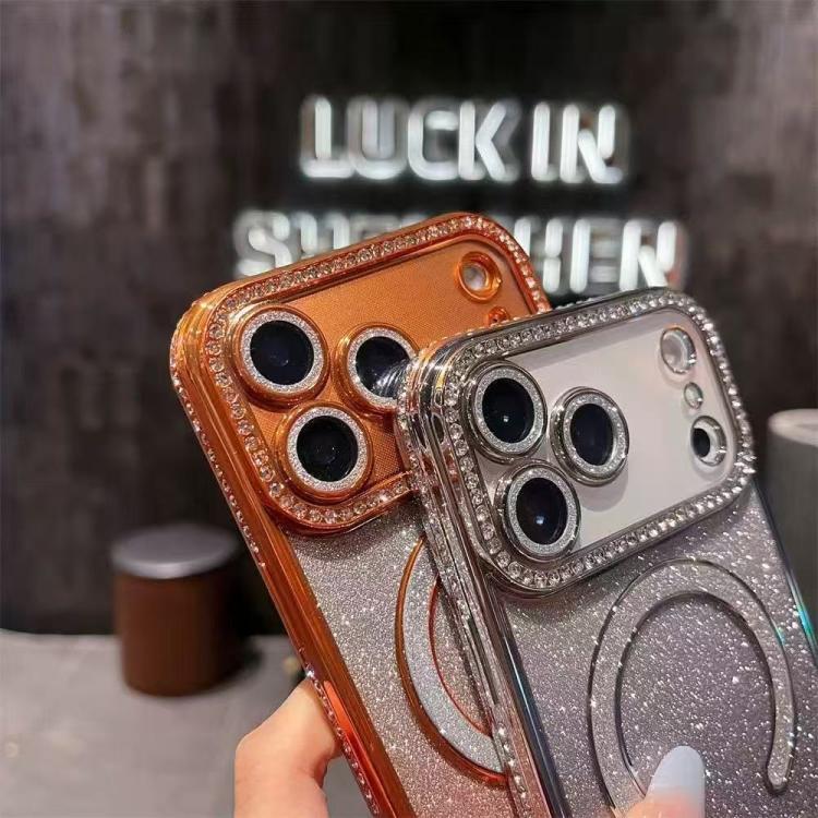 For iPhone 17 Pro Diamond Gradient Glitter Plated MagSafe Phone Case