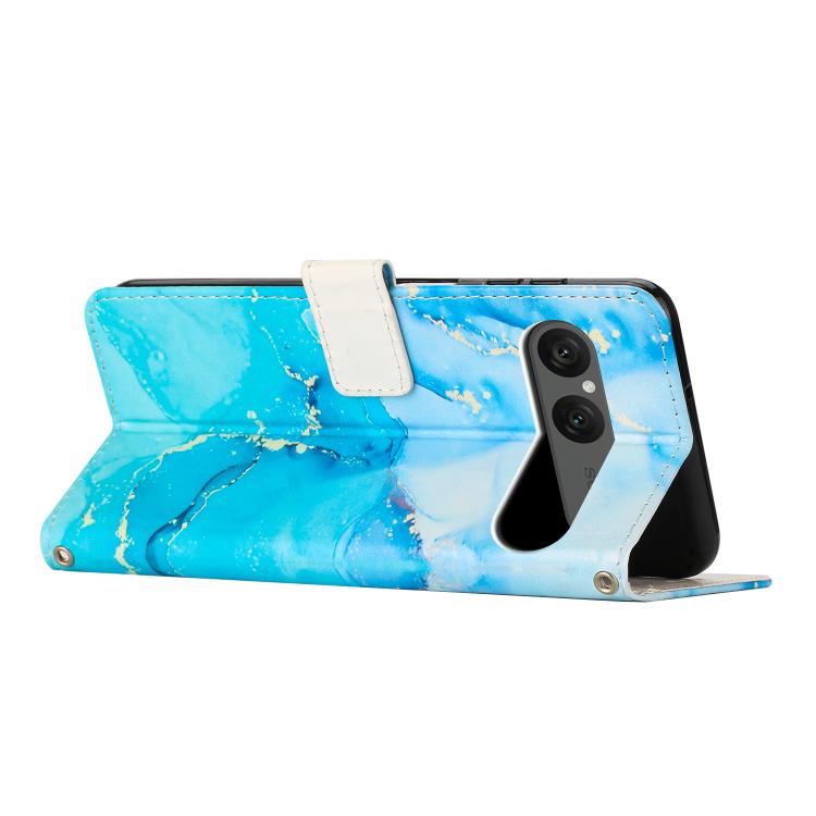 For Sony Xperia 10 VII Painted Marble Pattern Leather Phone Case