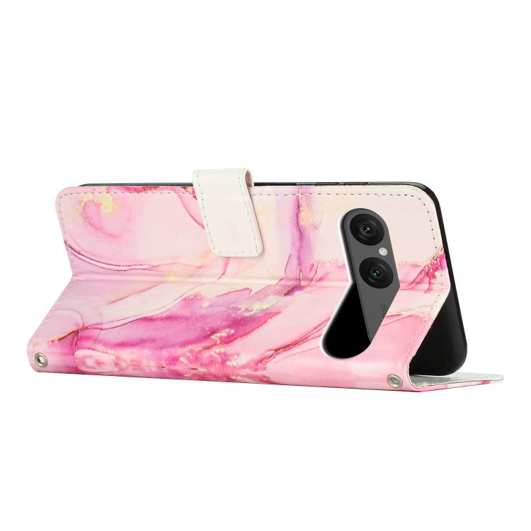 For Sony Xperia 10 VII Painted Marble Pattern Leather Phone Case