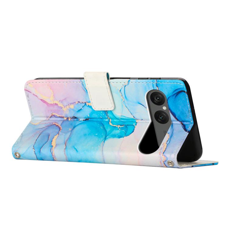 For Sony Xperia 10 VII Painted Marble Pattern Leather Phone Case